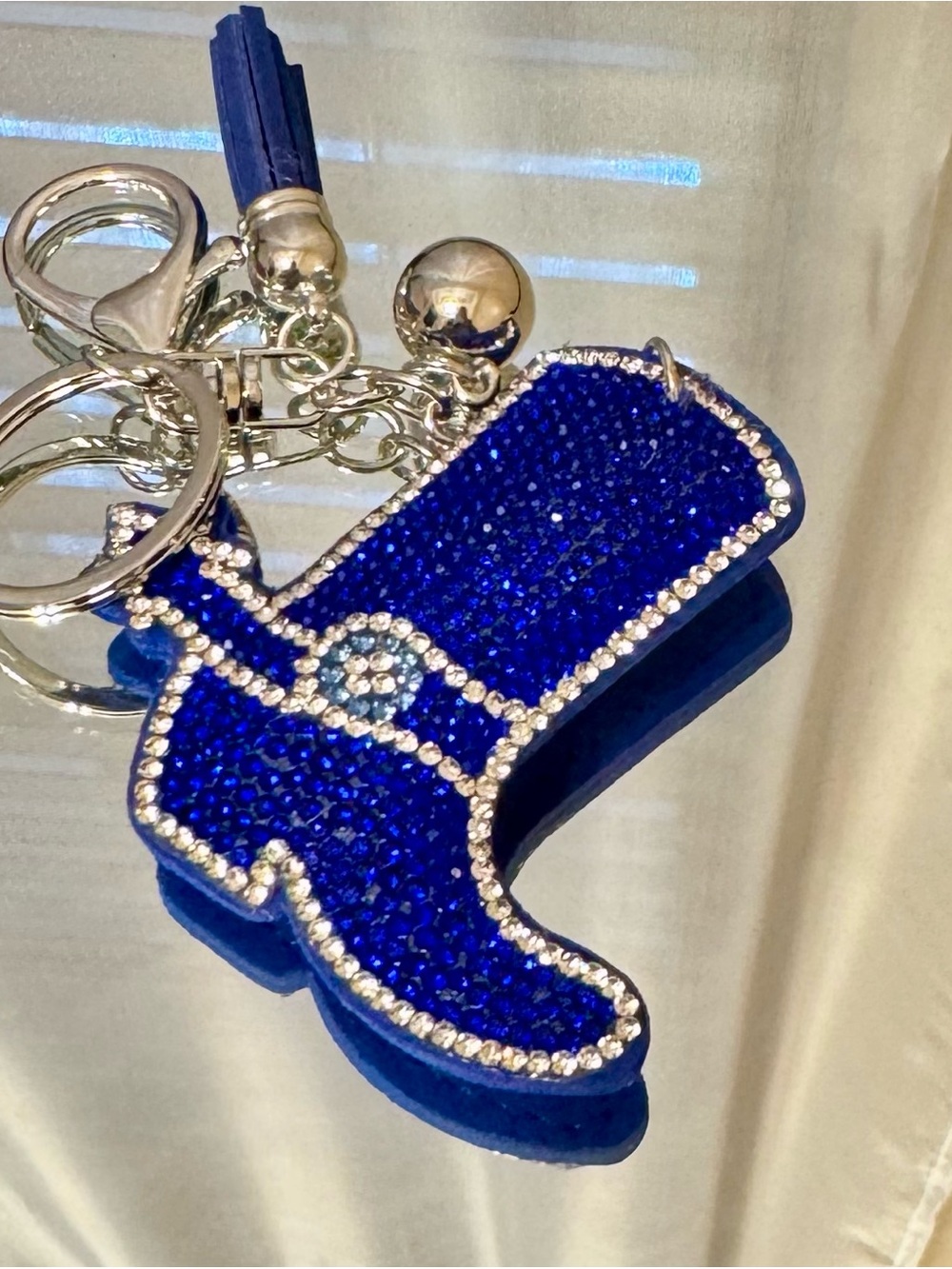 Blue Cowboy Boot Keychain/bag charm  with Rhinestones - Picture 7 of 8